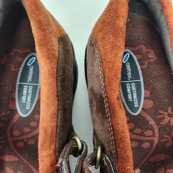 Aetrex Womens Julie Wrap Around Mary Jane Flats 8 D Comfort Shoes Brown Orange - Picture 4 of 9